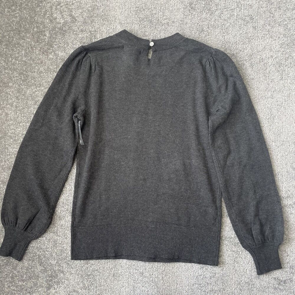 Liz Claiborne Sweater Womens XS Grey Crystal Pearl Detail Soft Knit Top NEW - Picture 9 of 9
